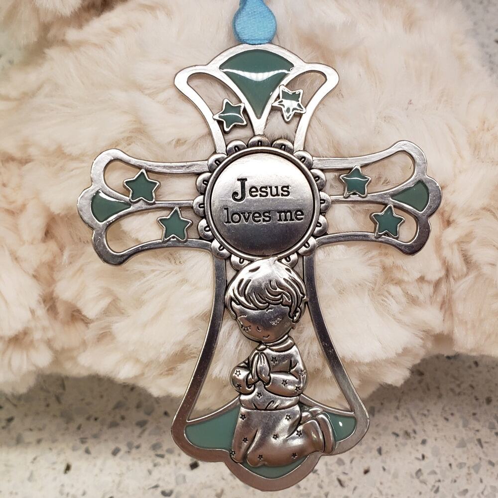 Ganz Serenity Lamb With Crib Cross Christening Baptism Gift Praying Lamb 10" - Picture 2 of 14